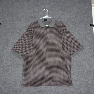 Vintage Bobby Jones Mens XXL 100% Cotton Italian Made Polo Shirt Geometric Print